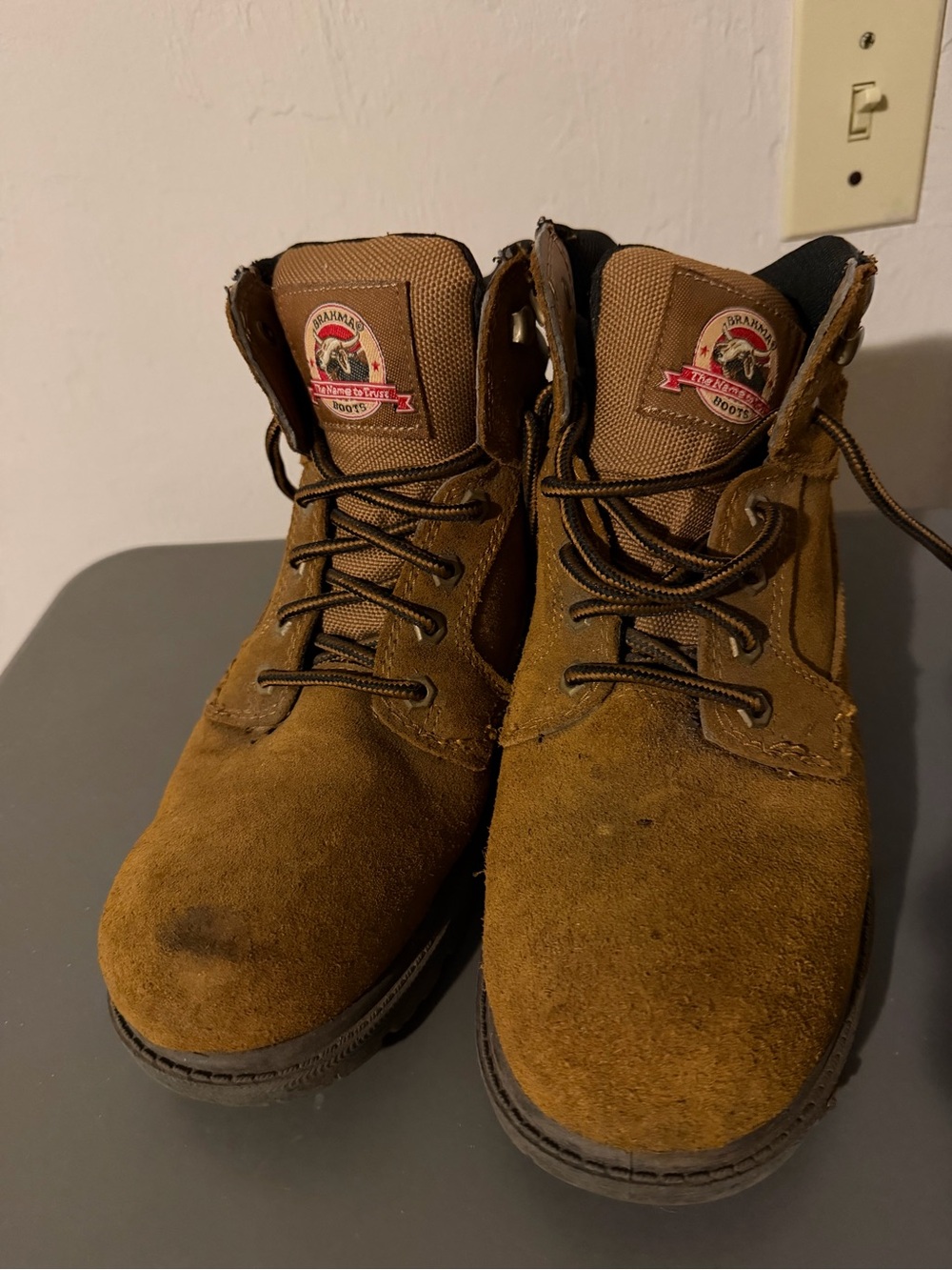 Brahma Brown Suede Lace-Up Work Boots